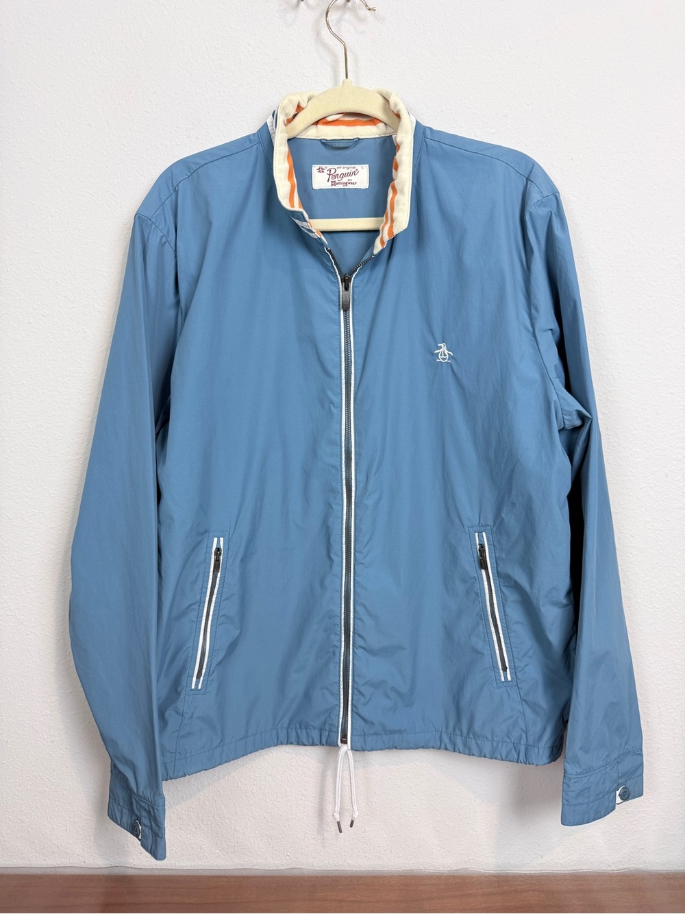 Original Penguin Light Blue Lightweight Full Zip Windbreaker Jacket L